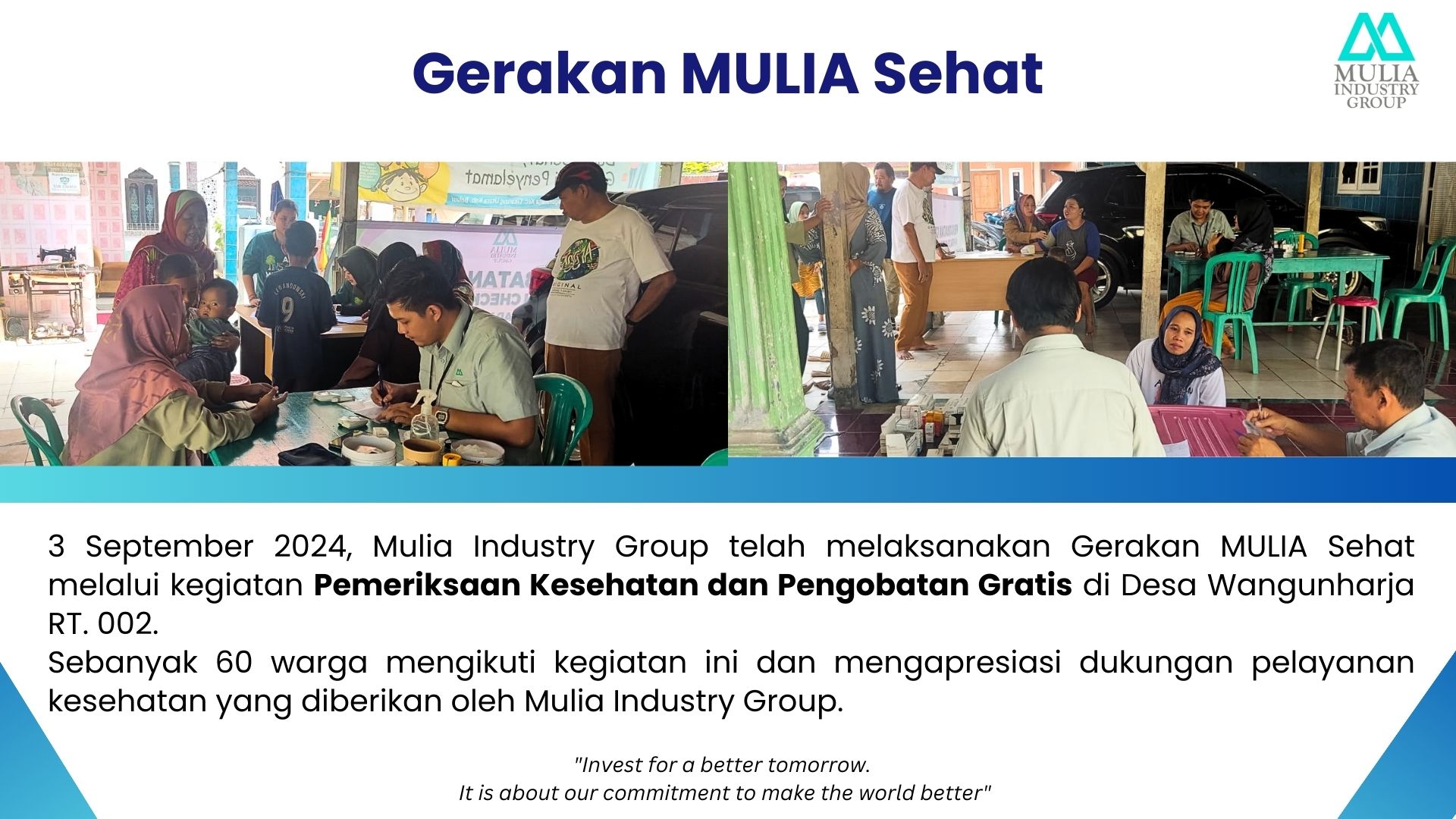 Gerakan MULIA Sehat: Pemeriksaan Kesehatan & Pengobatan Gratis